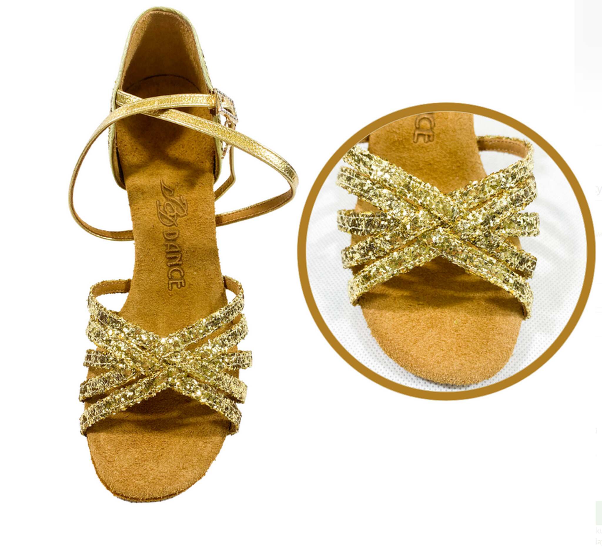 BD Dance 216 - golden glitter - obcas 3,5" (EH16) - obrazek 4